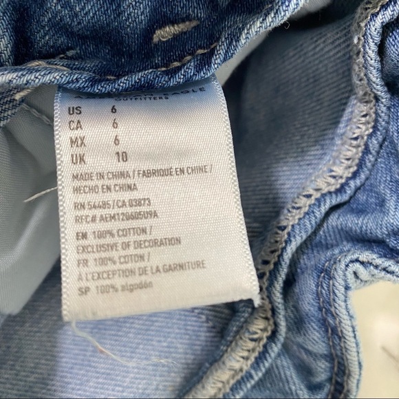 AEO mom short 100% cotton paperbag denim shorts light wash high rise size 6 - Picture 12 of 12